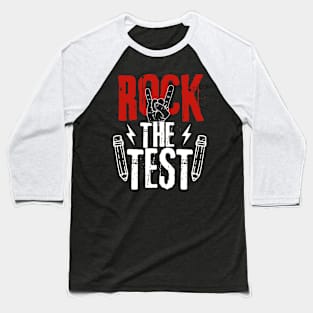 Retro Metal Rock The Test Day Funny Hand Sign Exam Testing Baseball T-Shirt